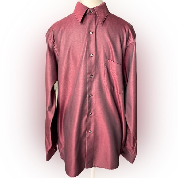 Van Heusen Wrinkle Free Maroon Buttondown Dress Shirt - Picture 1 of 6